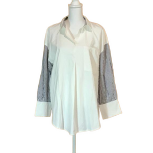 Suzanne Betro White Tunic w/ Striped Sleeves - NWT